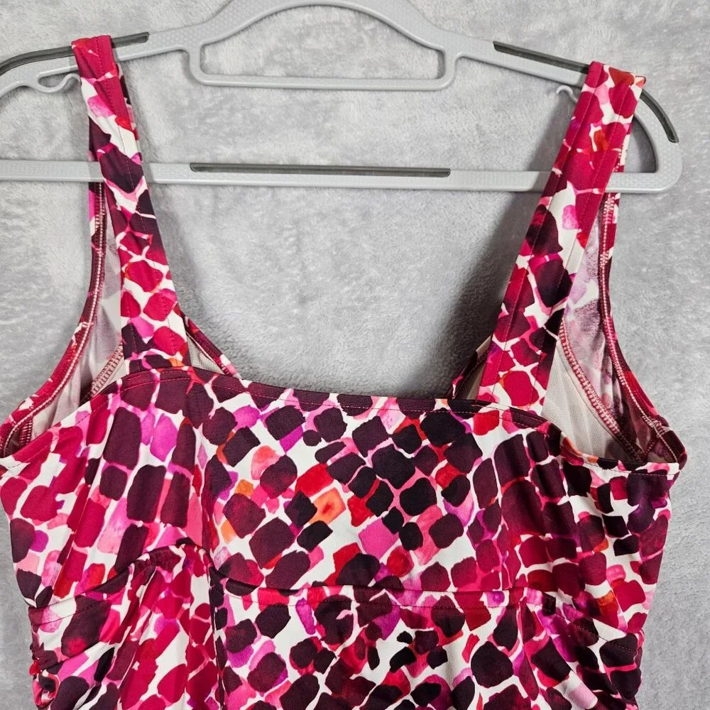 Penbrook swim top womens 14W pink red side gathered swim pool beach casual top